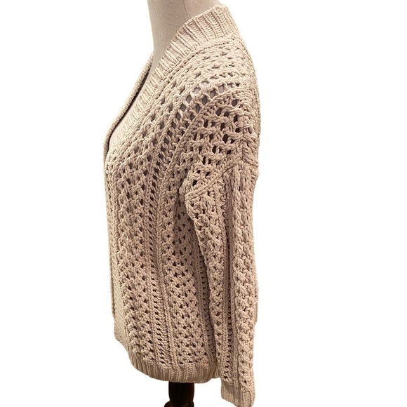 Dex Crocheted 3D Knit Cream Color Open Front Women’s Cardigan Size XS - Picture 4 of 13